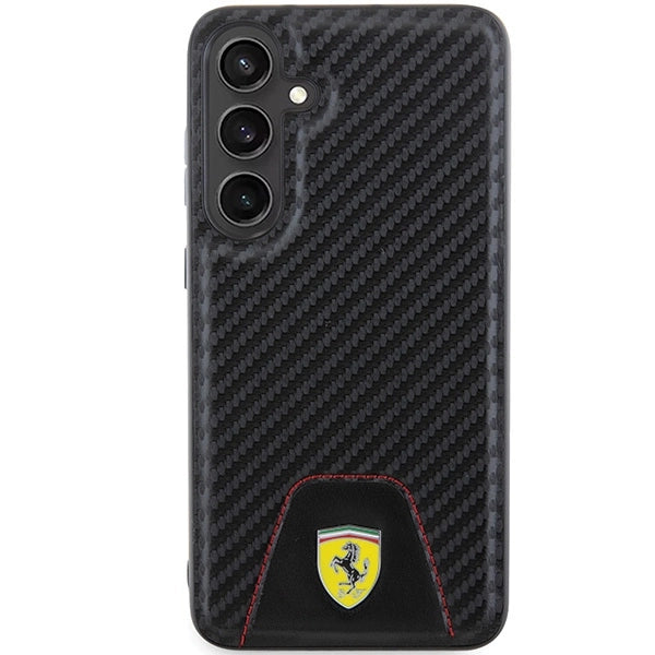 Ferrari Carbon Stitched Bottom case for Samsung Galaxy S24+ - black_2