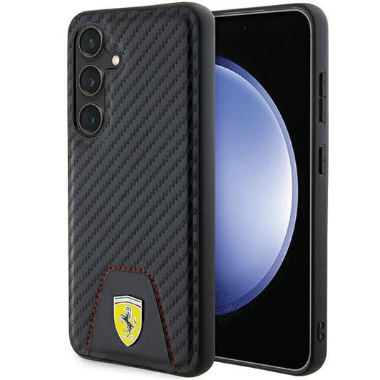 Ferrari Carbon Stitched Bottom case for Samsung Galaxy S24 - black_0