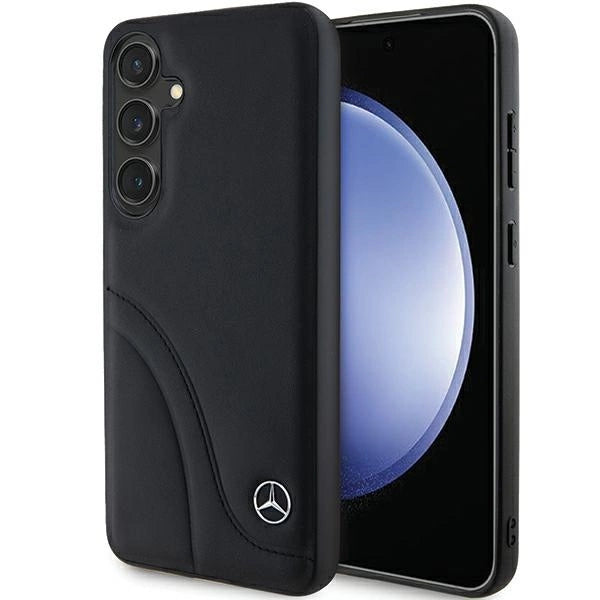 Mercedes Leather Curved Stitches case for Samsung Galaxy S24 - black_0