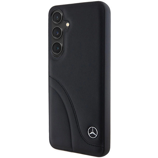 Mercedes Leather Curved Stitches case for Samsung Galaxy S24 - black_1