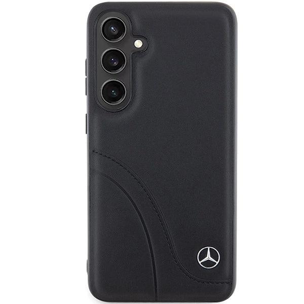 Mercedes Leather Curved Stitches case for Samsung Galaxy S24 - black_2