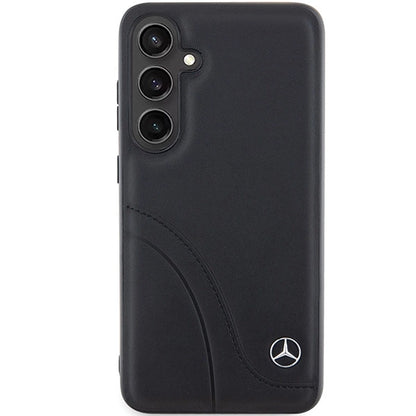 Mercedes Leather Curved Stitches case for Samsung Galaxy S24 - black_2