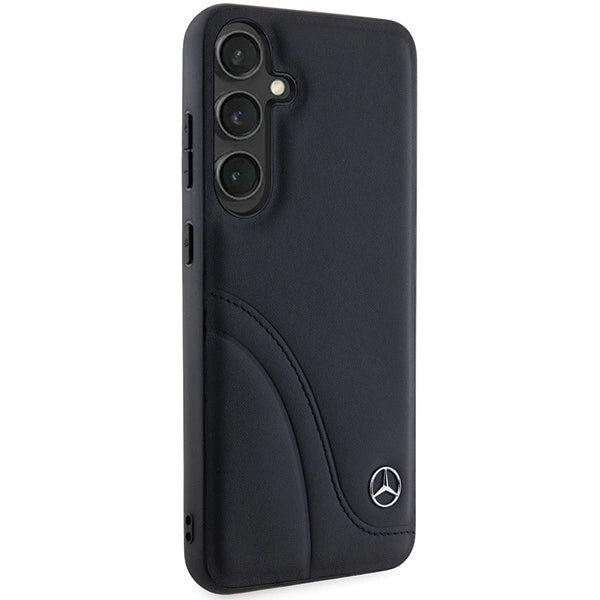 Mercedes Leather Curved Stitches case for Samsung Galaxy S24 - black_3