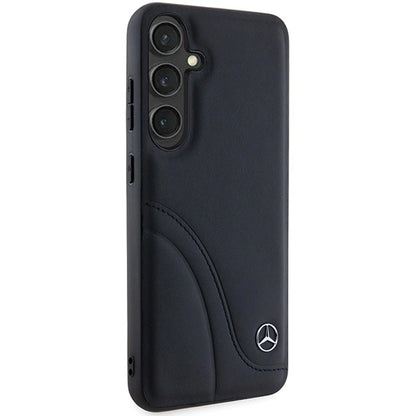 Mercedes Leather Curved Stitches case for Samsung Galaxy S24 - black_3