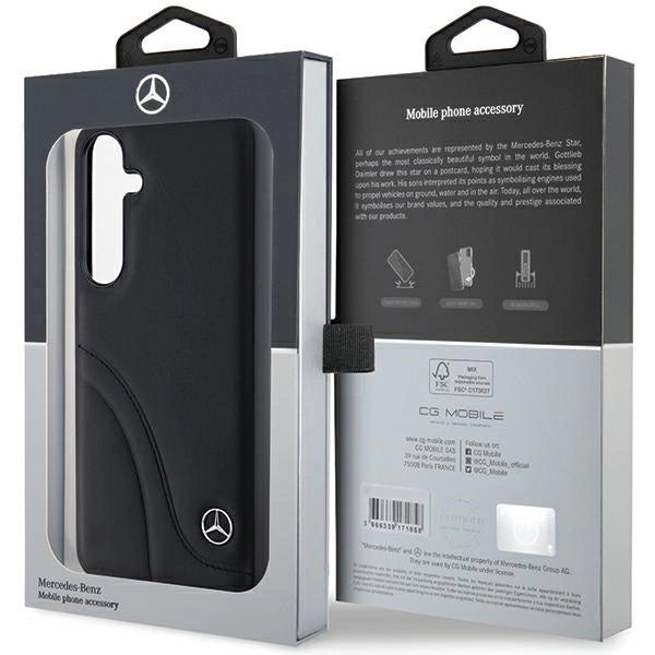Mercedes Leather Curved Stitches case for Samsung Galaxy S24 - black_7