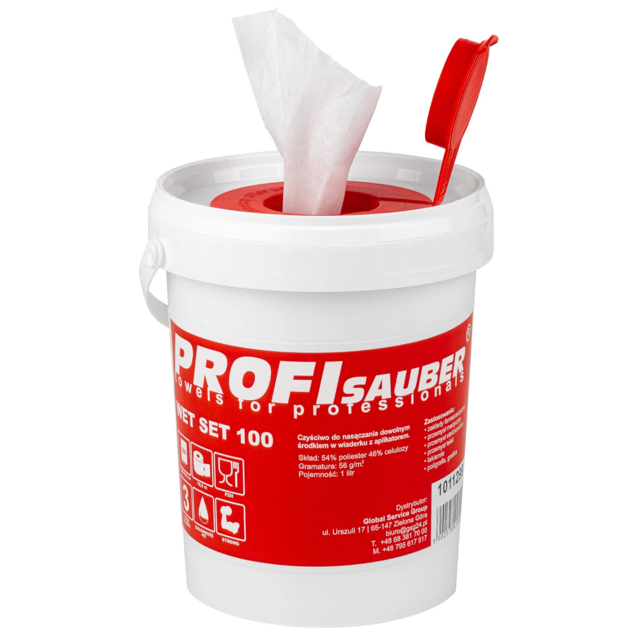 Cloths in a soaking bucket with a ProfiSauber WET SET 100 dispenser_0