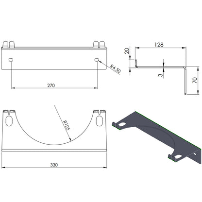 Wall holder for 1 gas cylinder, max. diameter 250 mm PRO-LINE cylinders_1