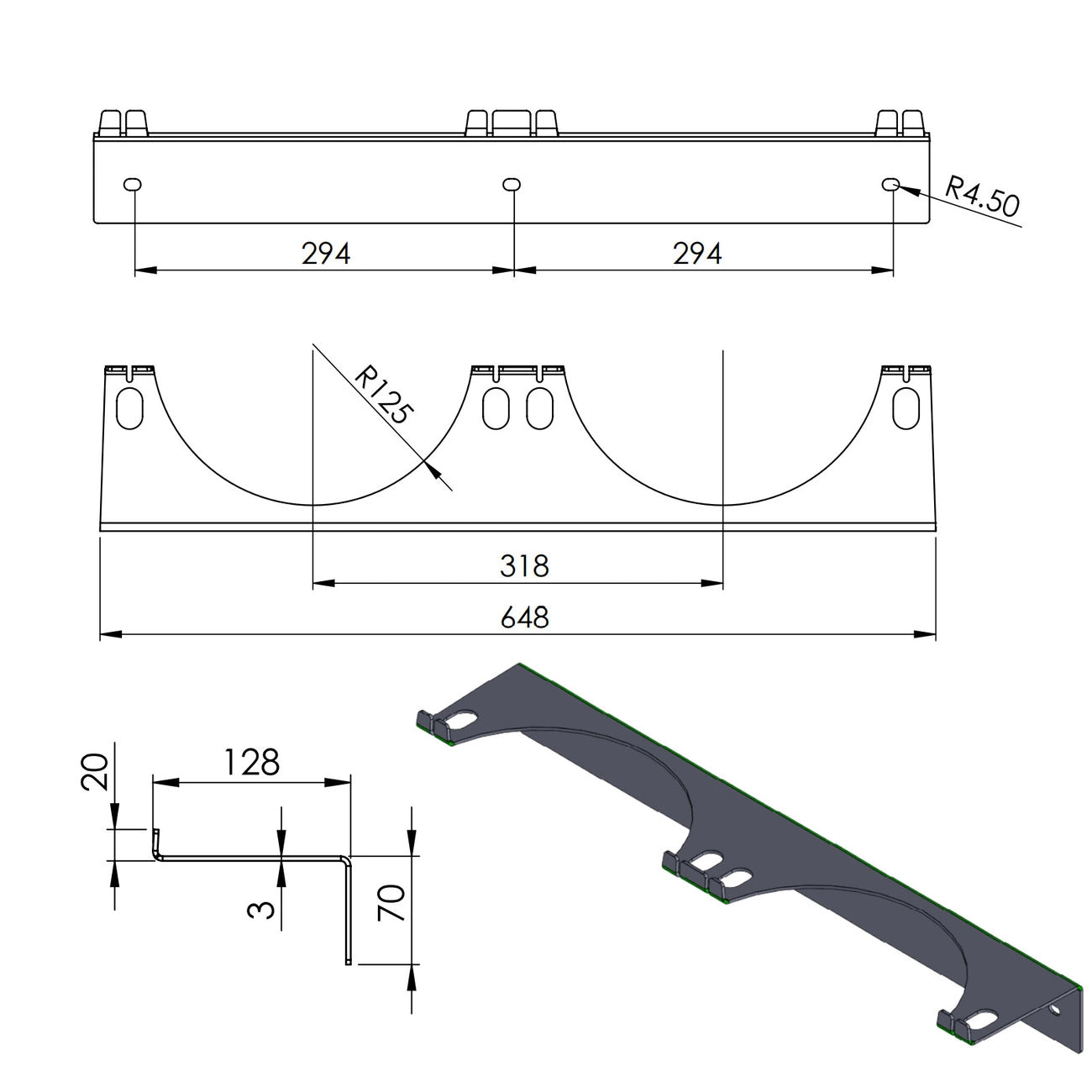 Wall holder for 2 gas cylinders, max. diameter 250 mm PRO-LINE cylinders_1