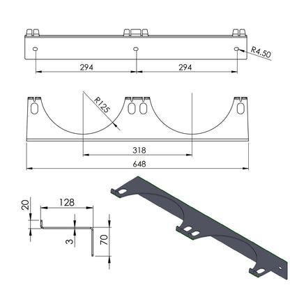 Wall holder for 2 gas cylinders, max. diameter 250 mm PRO-LINE cylinders_1