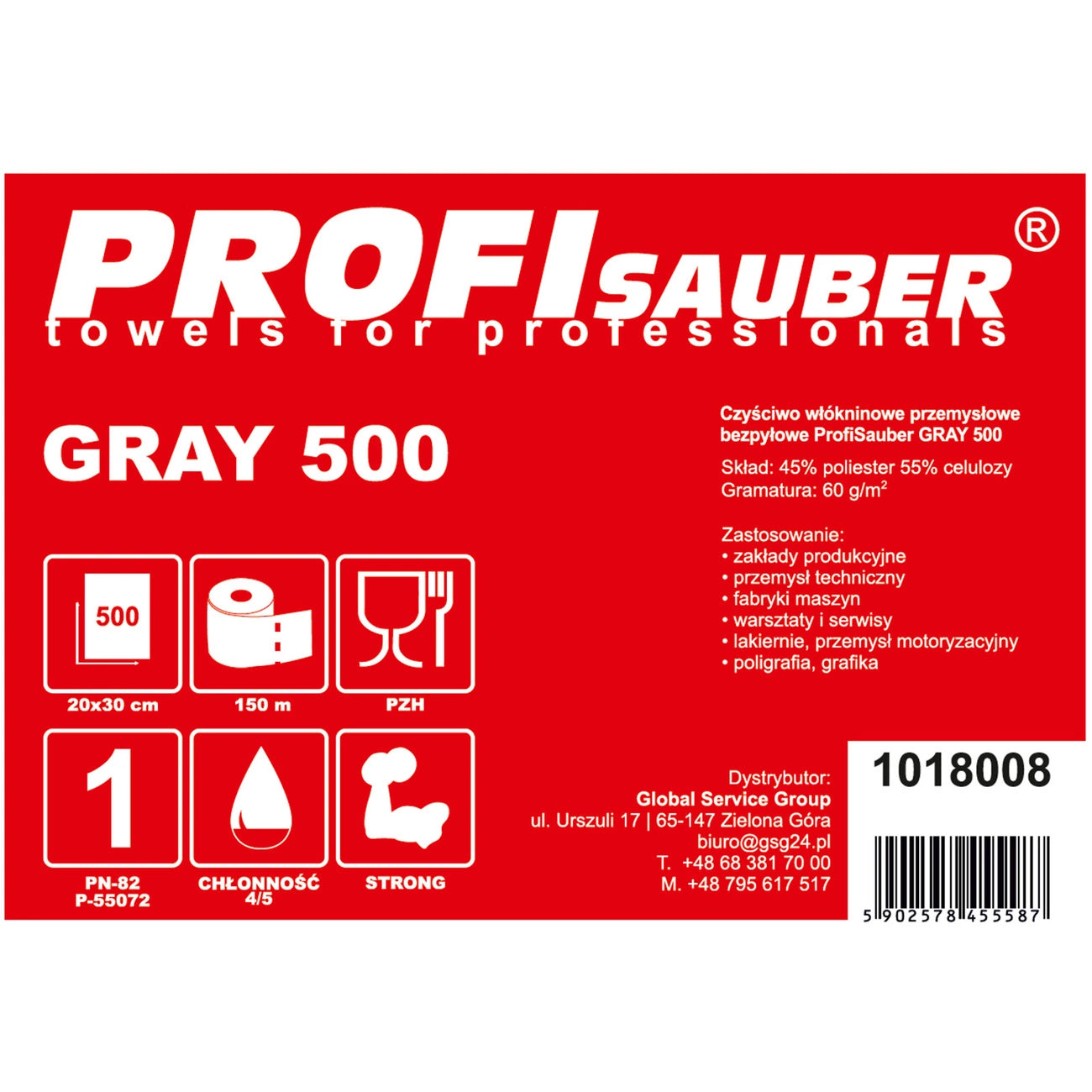 Gray nonwoven industrial cleaning cloth ProfiSauber GRAY 500_3