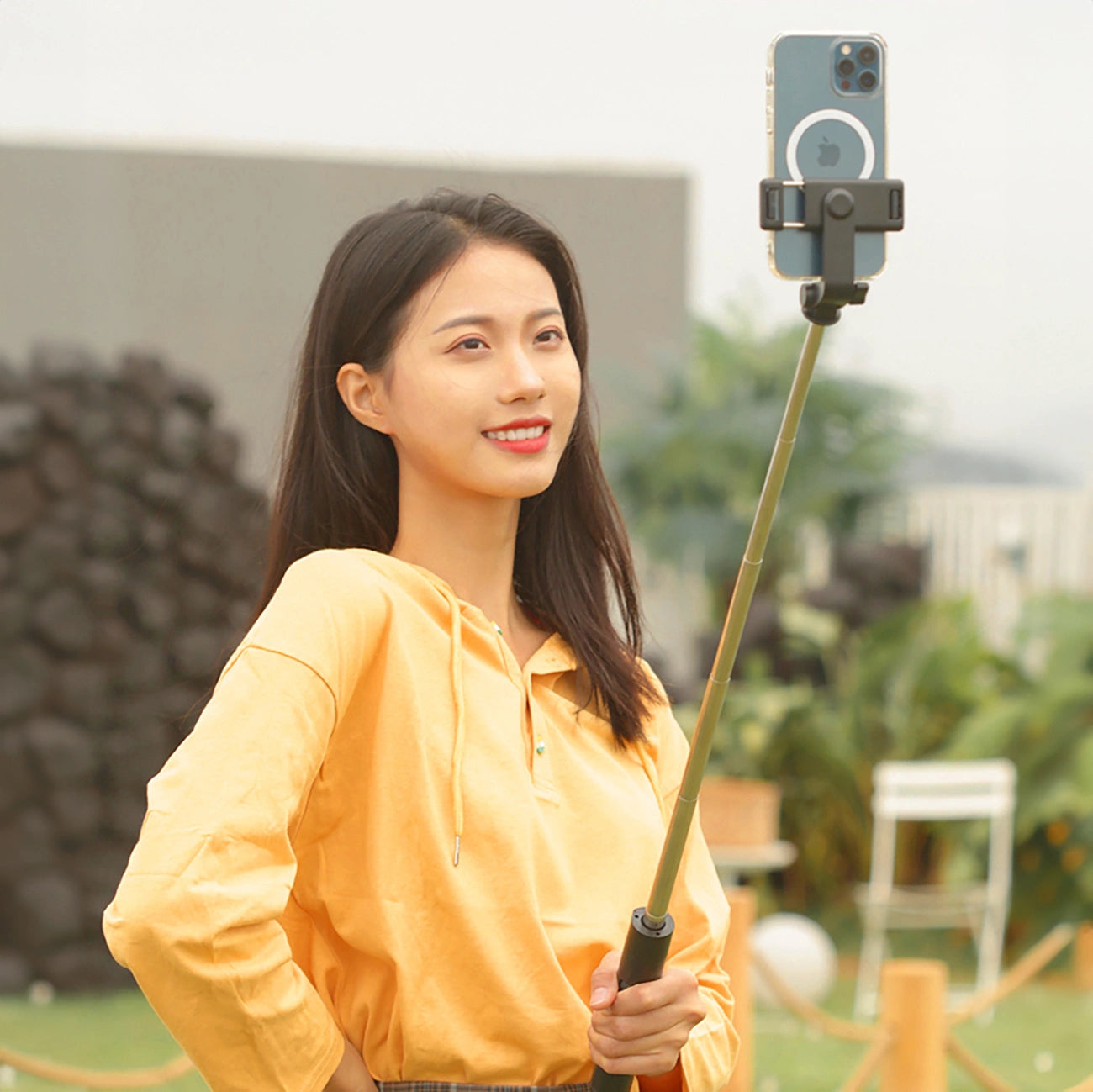Selfie stick WHS1Y telescopic tripod 1m with phone holder - black_8