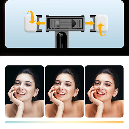 Selfie stick WC13YDS telescopic tripod 1.3m with double lamp and phone holder - black_16