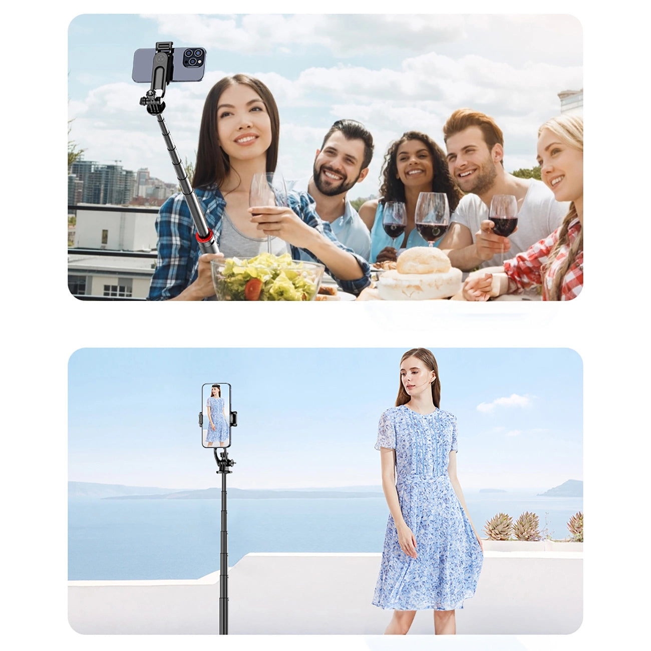 Selfie stick WC1Y2S 1.3m aluminum alloy telescopic tripod with phone holder - black_20