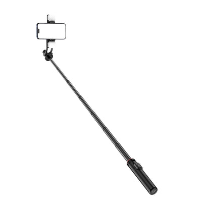 Selfie stick WC12YDS 1.3m aluminum alloy telescopic tripod with dual lamp and phone holder - black_2