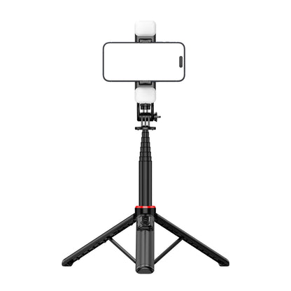 Selfie stick WC12YDS 1.3m aluminum alloy telescopic tripod with dual lamp and phone holder - black_12