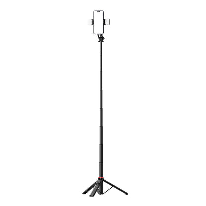 Selfie stick WC12YDS 1.3m aluminum alloy telescopic tripod with dual lamp and phone holder - black_16