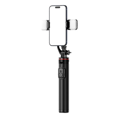 Selfie stick WC12YDS 1.3m aluminum alloy telescopic tripod with dual lamp and phone holder - black_7