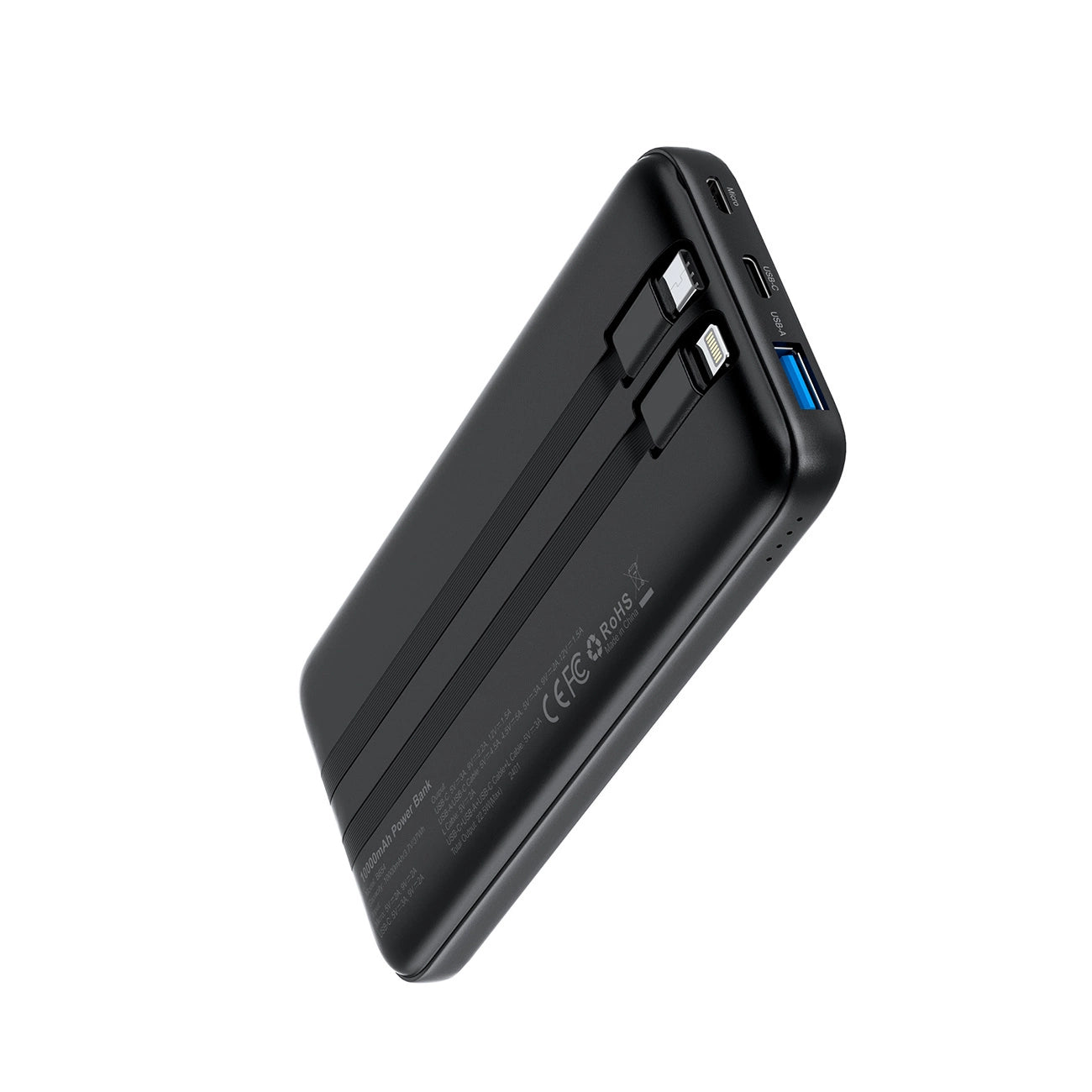 Powerbank Choetech B654 10000mAh 22.5W USB-A / USB-C / micro USB with built-in USB-C / Lightning cable - black_1