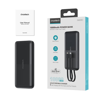 Powerbank Choetech B654 10000mAh 22.5W USB-A / USB-C / micro USB with built-in USB-C / Lightning cable - black_2