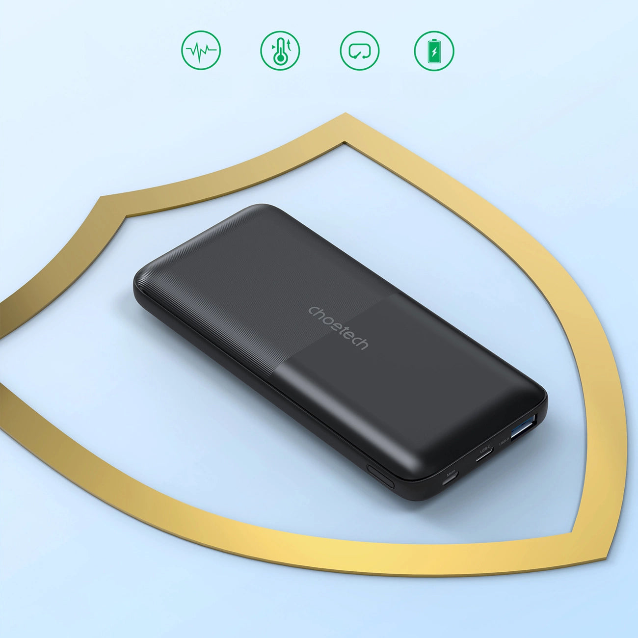 Powerbank Choetech B654 10000mAh 22.5W USB-A / USB-C / micro USB with built-in USB-C / Lightning cable - black_3