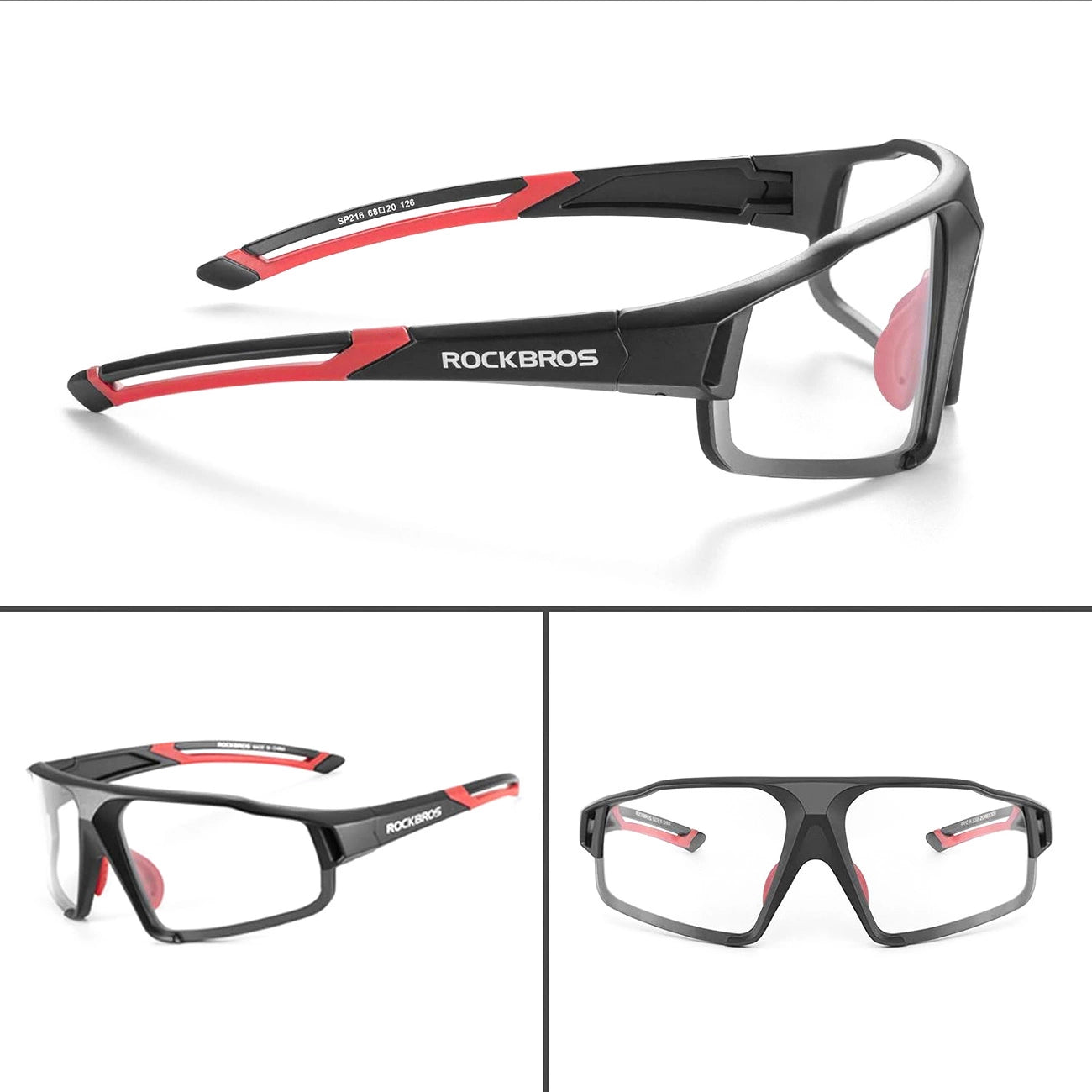 Rockbros SP216BK photochromic UV400 cycling glasses - black and red_5