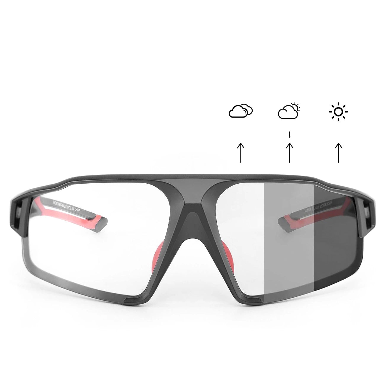 Rockbros SP216BK photochromic UV400 cycling glasses - black and red_2