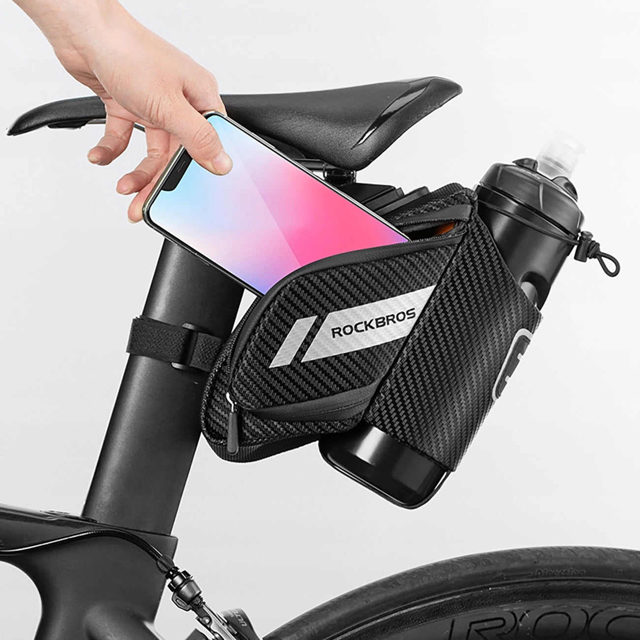 Rockbros C32BK saddle bag 1.5 l with water bottle pocket - black_9