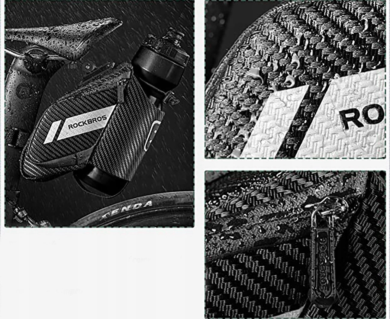 Rockbros C32BK saddle bag 1.5 l with water bottle pocket - black_7