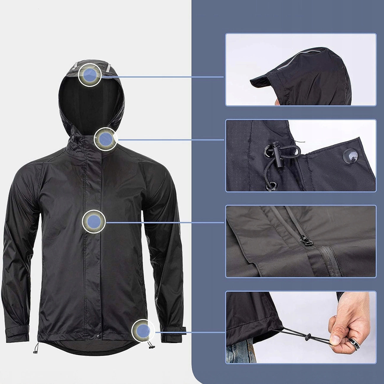 Rockbros YPY013BK2XL Rain Jacket Breathable Windproof XXL - Black_1
