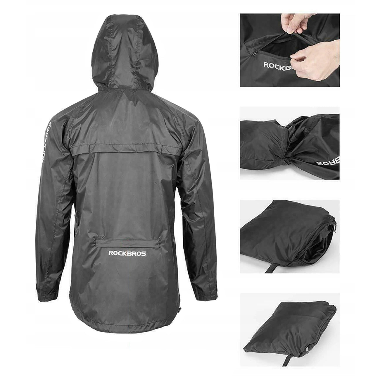 Rockbros YPY013BK2XL Rain Jacket Breathable Windproof XXL - Black_3
