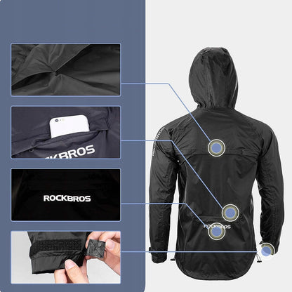 Rockbros YPY013BK2XL Rain Jacket Breathable Windproof XXL - Black_5