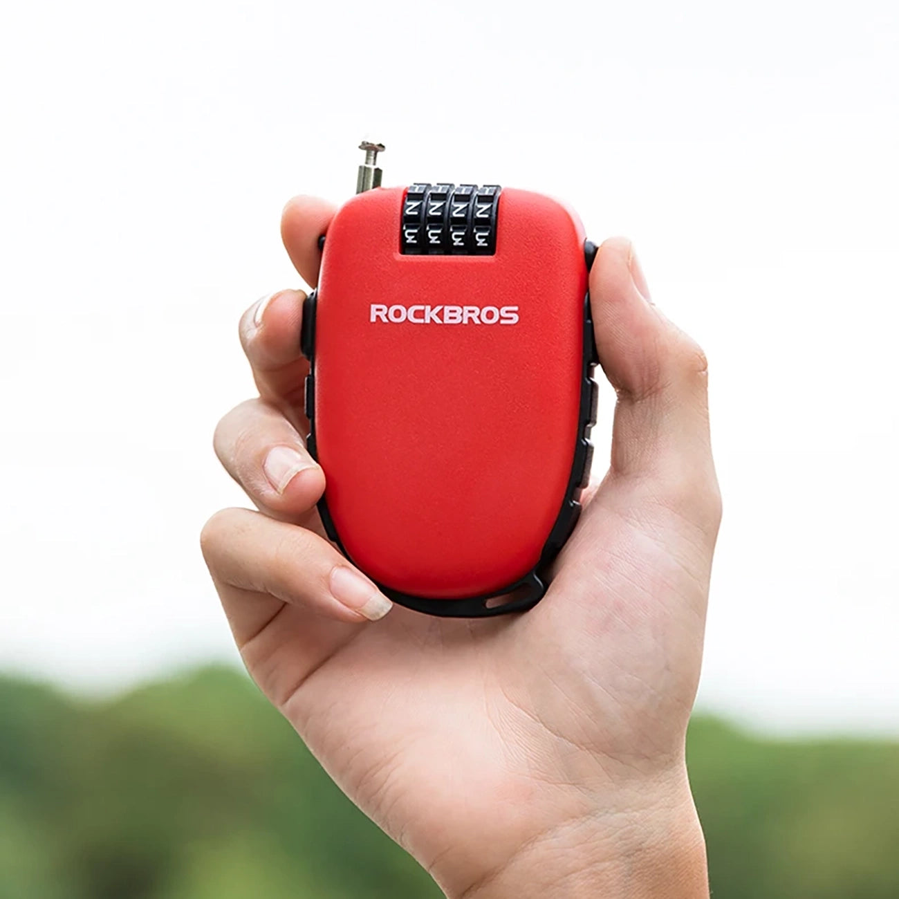 Rockbros 32420981001 bicycle lock with retractable cable - red_11