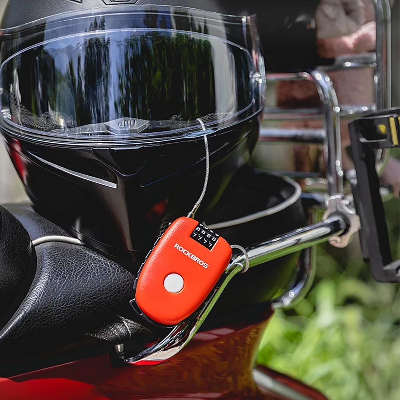 Rockbros 32420981001 bicycle lock with retractable cable - red_13