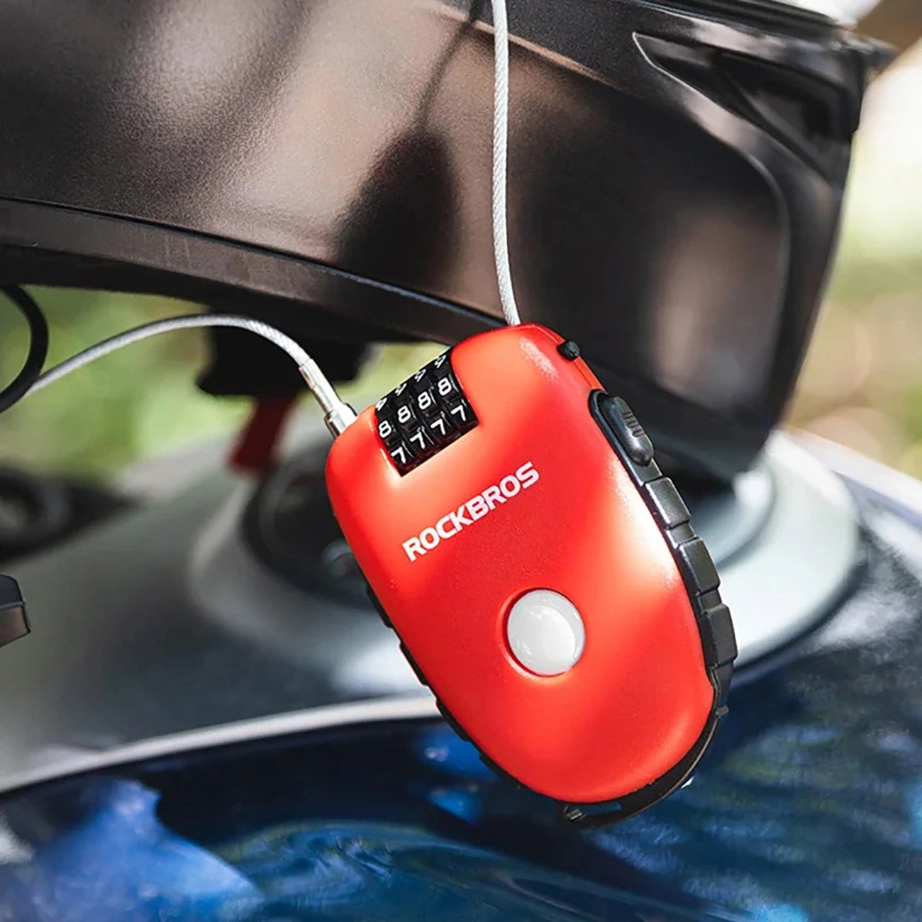 Rockbros 32420981001 bicycle lock with retractable cable - red_7