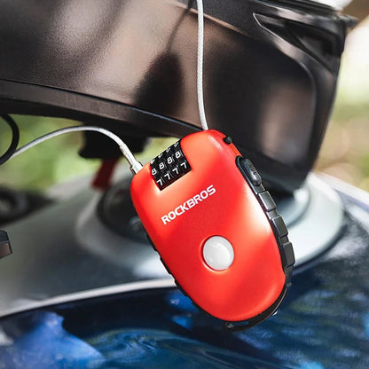 Rockbros 32420981001 bicycle lock with retractable cable - red_7