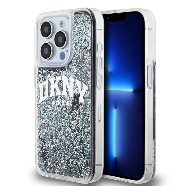 DKNY Liquid Glitter Big Logo iPhone 14 Pro Case - Black_0