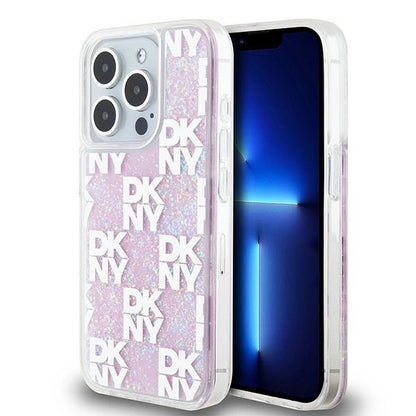 Etui DKNY Liquid Glitter Multilogo na iPhone 15 Pro - różowe_0