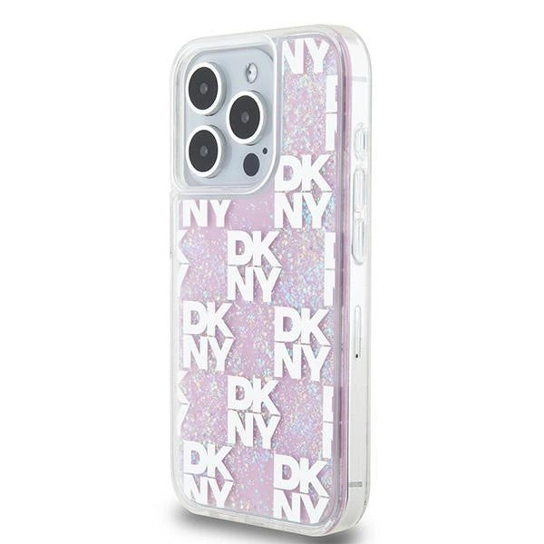 Etui DKNY Liquid Glitter Multilogo na iPhone 15 Pro - różowe_1