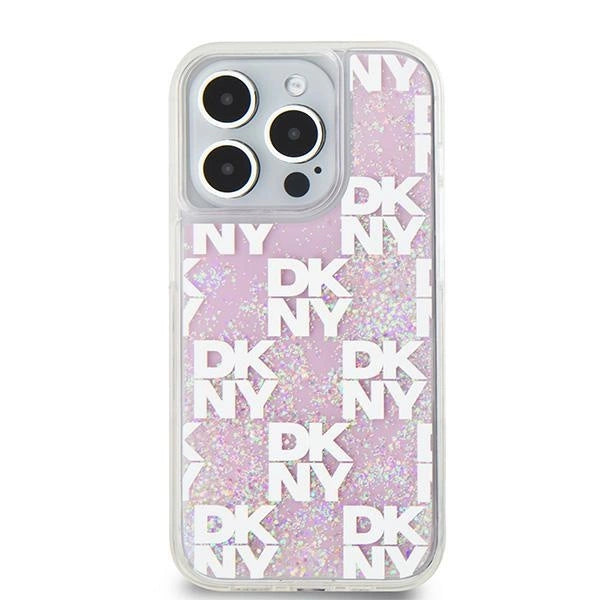 Etui DKNY Liquid Glitter Multilogo na iPhone 15 Pro - różowe_2