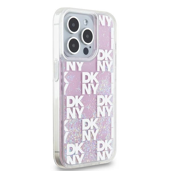 Etui DKNY Liquid Glitter Multilogo na iPhone 15 Pro - różowe_3