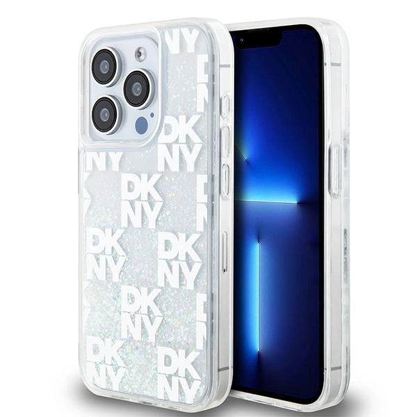 DKNY Liquid Glitter Multilogo case for iPhone 15 Pro - white_0
