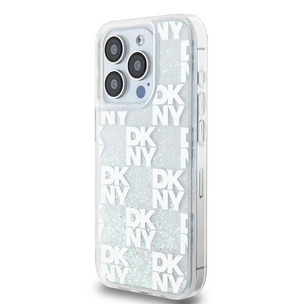 DKNY Liquid Glitter Multilogo case for iPhone 15 Pro - white_1
