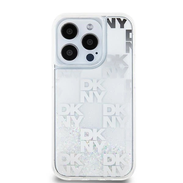 DKNY Liquid Glitter Multilogo case for iPhone 15 Pro - white_2