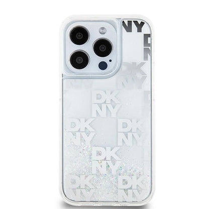 DKNY Liquid Glitter Multilogo case for iPhone 15 Pro - white_2