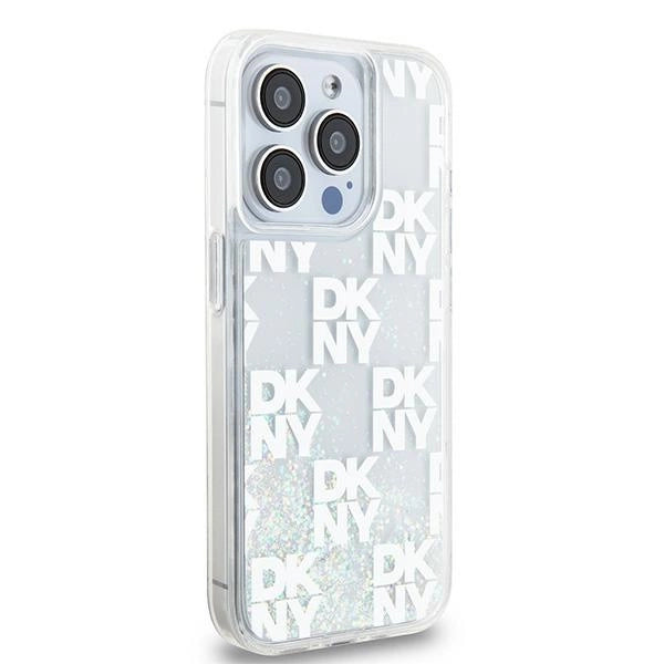 DKNY Liquid Glitter Multilogo case for iPhone 15 Pro - white_3