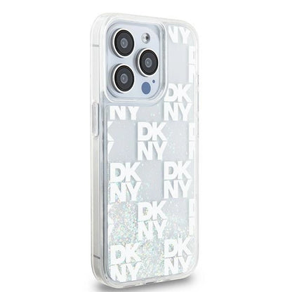 DKNY Liquid Glitter Multilogo case for iPhone 15 Pro - white_3