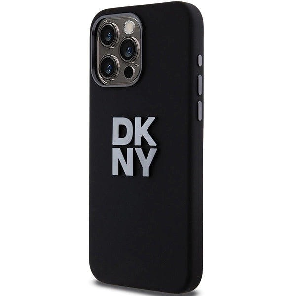 DKNY Liquid Silicone Metal Logo iPhone 15 Pro Case - Black_1