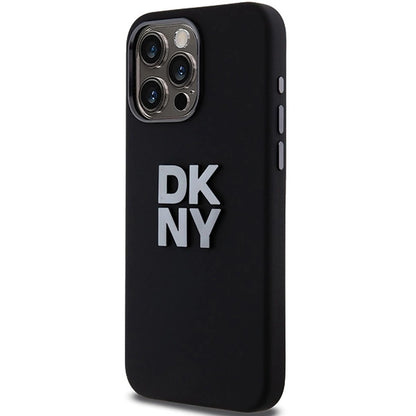 DKNY Liquid Silicone Metal Logo iPhone 15 Pro Case - Black_1