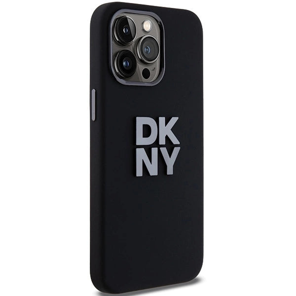 DKNY Liquid Silicone Metal Logo iPhone 15 Pro Case - Black_3