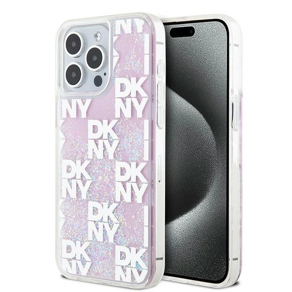 Etui DKNY Liquid Glitter Multilogo na iPhone 15 Pro Max - różowe_0